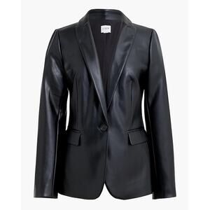 J.Crew black faux leather one button blazer size 14